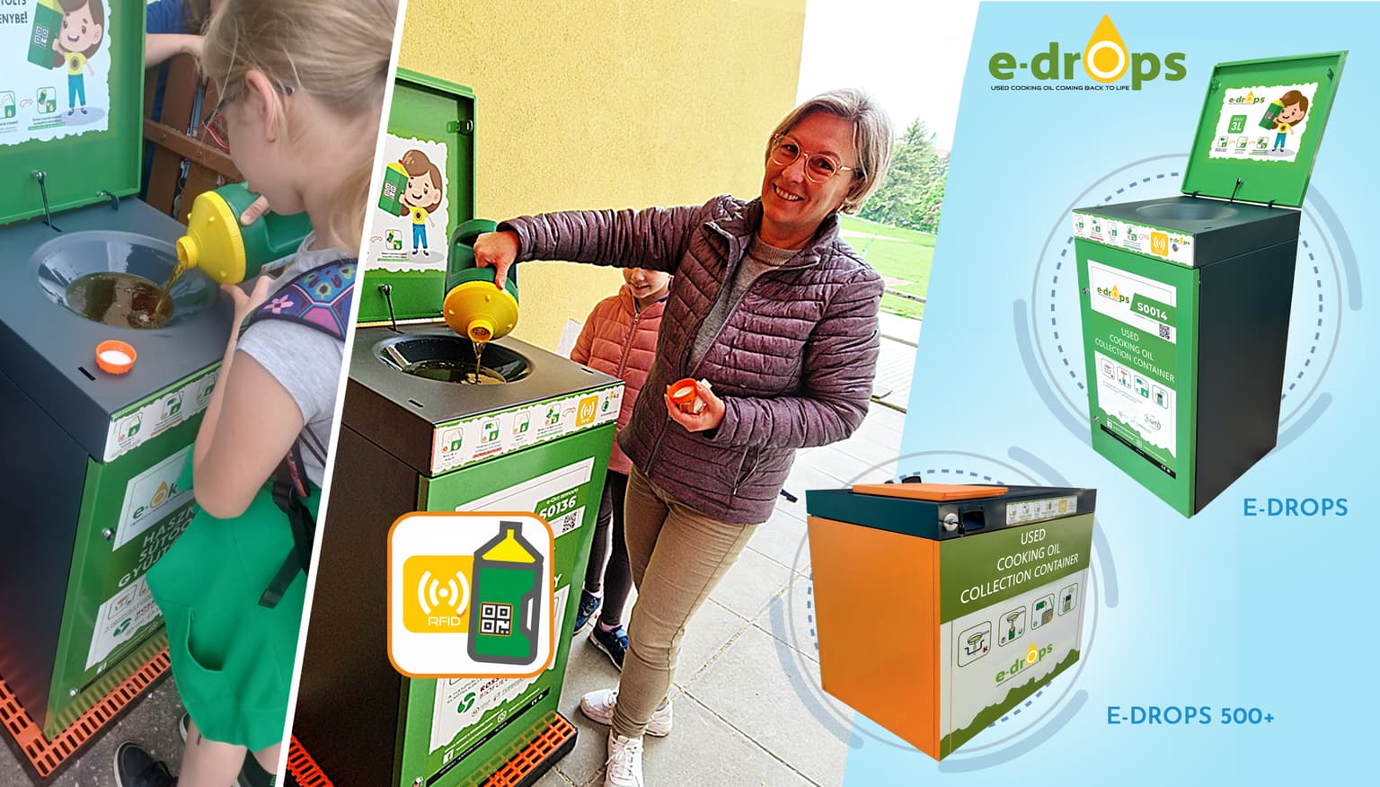 eDrops collection containers and users — circular oil recovery system